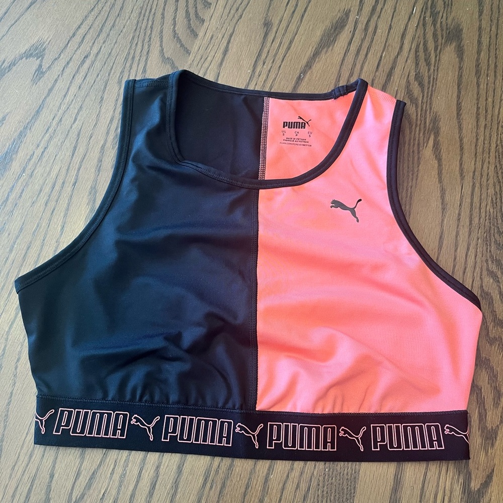 PUMA Women's Black and Pink Sports Bra